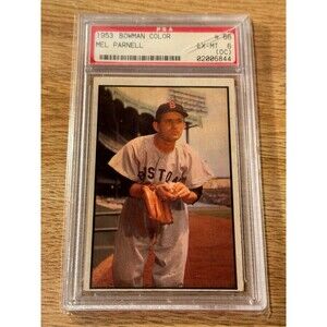 1953 Bowman Color #66 Mel Parnell Boston Red Sox MLB PSA 6 (OC) EX-MT Baseball‎